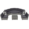 Outdoor Rattan Sectional Daybed Set  Complete with Plush Cushions & Center Table .