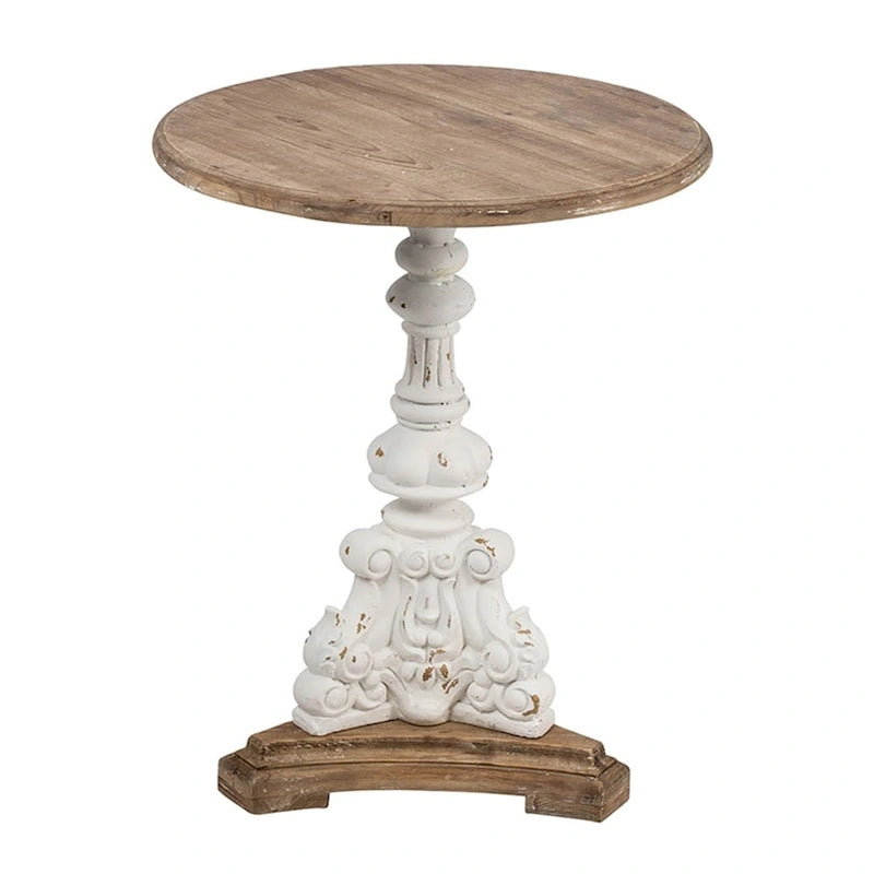 GDFStudio - Table d'appoint sur pied Florence Vintage avec base florale sculptée à la main