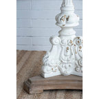 GDFStudio - Table d'appoint sur pied Florence Vintage avec base florale sculptée à la main