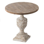 GDFStudio - Table d'appoint sur pied Florence Vintage avec base florale sculptée à la main