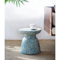 GDFStudio - Eliza Round Mosaic Accent Side Table with Blue Capiz Tile Finish - 17.3