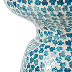 GDFStudio - Table d'appoint Eliza ronde en mosaïque avec finition en carrelage Capiz bleu - 17.3