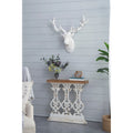 GDFStudio - Console vintage Harper avec base en volutes et plateau en bois marron - 34,3