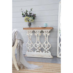 GDFStudio - Console vintage Harper avec base en volutes et plateau en bois marron - 34,3