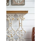 GDFStudio - Console vintage Harper avec base en volutes et plateau en bois marron - 34,3