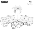 Canapé d'angle d'extérieur avec sièges inclinables réglables, mobilier de patio en forme de L, structure en fer gris, 256 x 256 cm