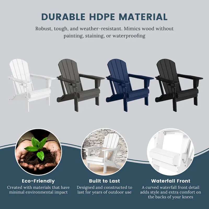 Chaise Adirondack d'extérieur Polytrends Alvaro avec porte-gobelet