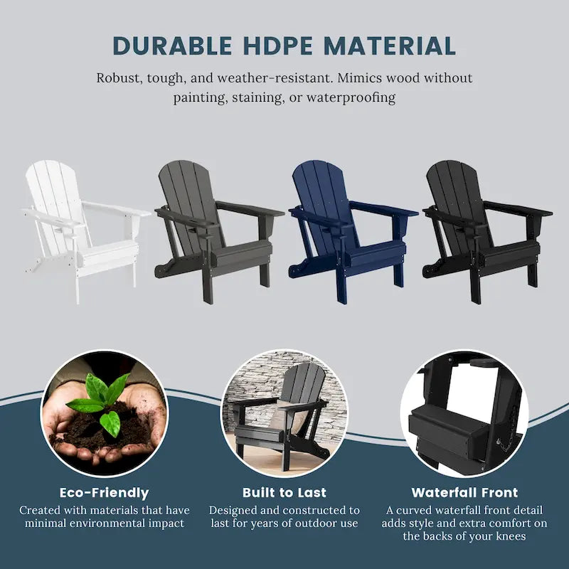 Chaise Adirondack d'extérieur Polytrends Alvaro avec porte-gobelet