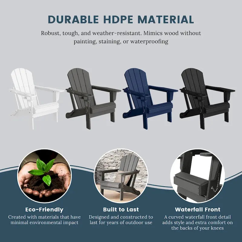 Chaise Adirondack d'extérieur Polytrends Alvaro avec porte-gobelet