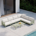 Sectionnel de patio extérieur Frond and Form 6 places avec coussins