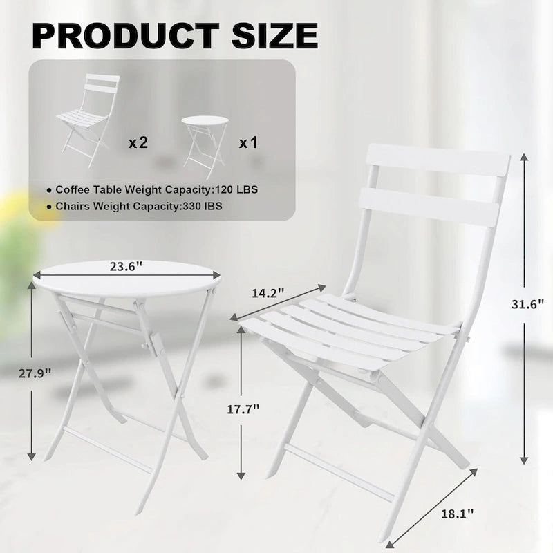 Ensemble bistro pliable pour terrasse extérieure, bar, jardin, arrière-cour