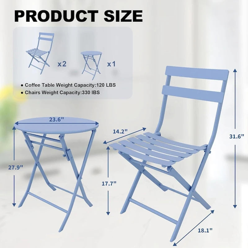 Ensemble bistro pliable pour terrasse extérieure, bar, jardin, arrière-cour