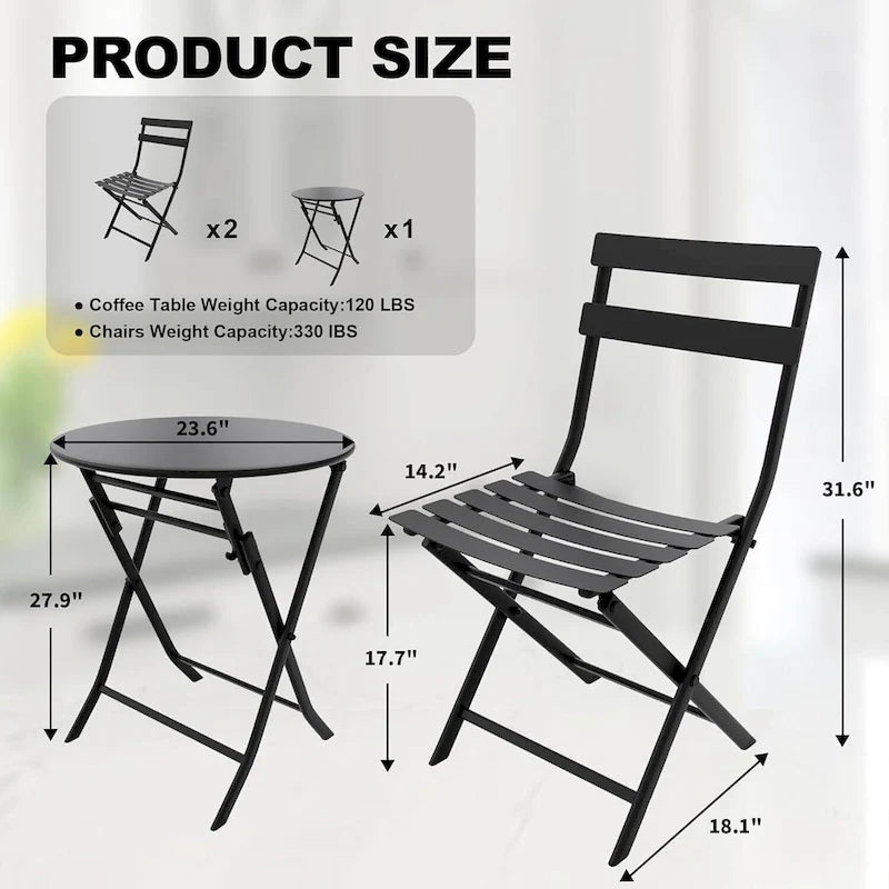 Ensemble bistro pliable pour terrasse extérieure, bar, jardin, arrière-cour