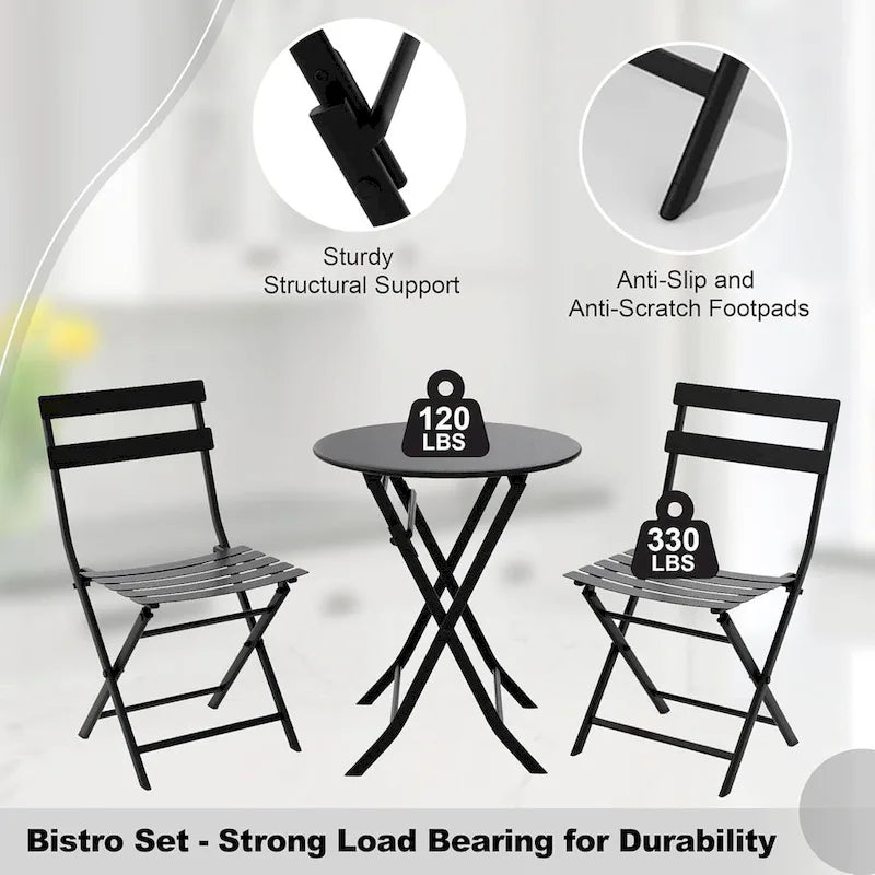 Ensemble bistro pliable pour terrasse extérieure, bar, jardin, arrière-cour