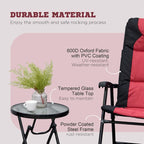 Ensemble de meubles de patio 3 pièces d'extérieur avec table basse en verre et 2 chaises berçantes pliantes rembourrées