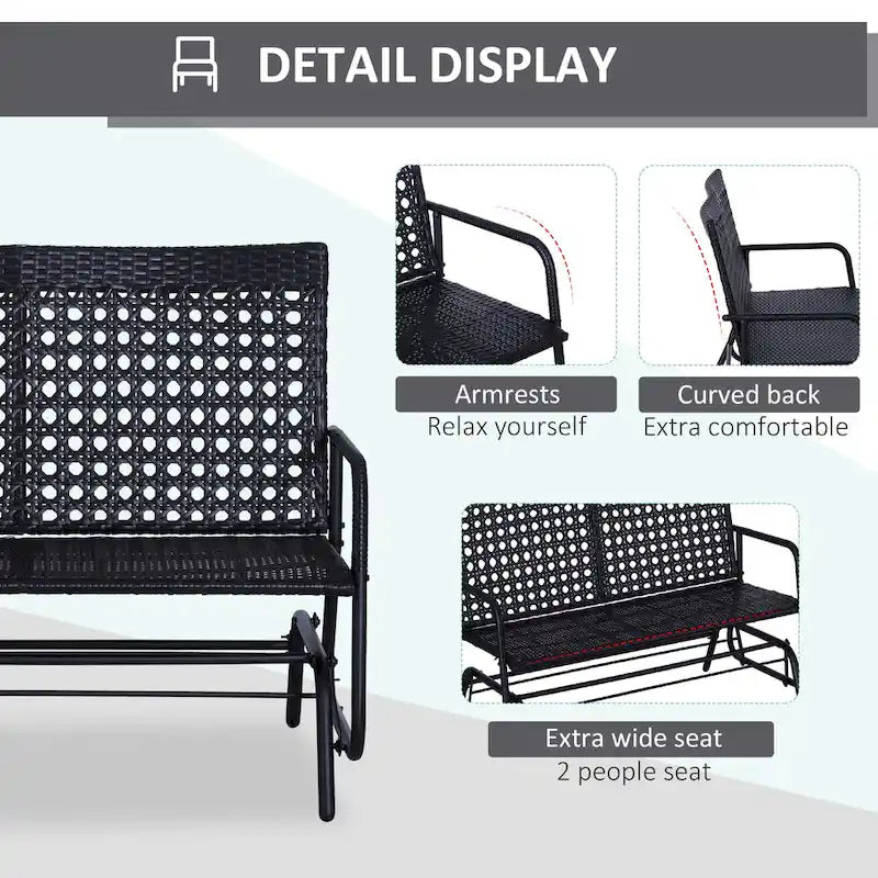 Banc à bascule en osier 2 places pour terrasse