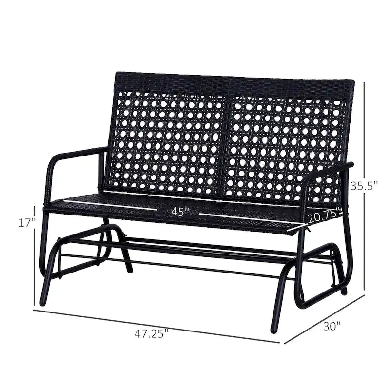 Banc à bascule en osier 2 places pour terrasse