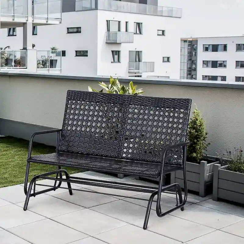 Banc à bascule en osier 2 places pour terrasse