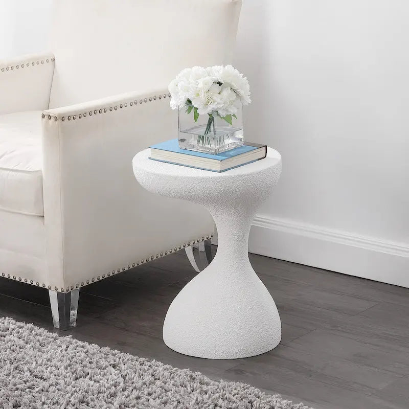 Table d'appoint Boracay 19.75 moderne minimaliste en résine pour intérieur/extérieur