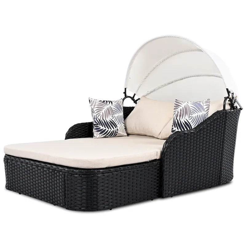 Lit de repos double d'extérieur avec auvent réglable