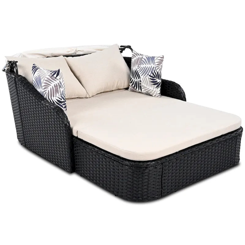 Lit de repos double d'extérieur avec auvent réglable
