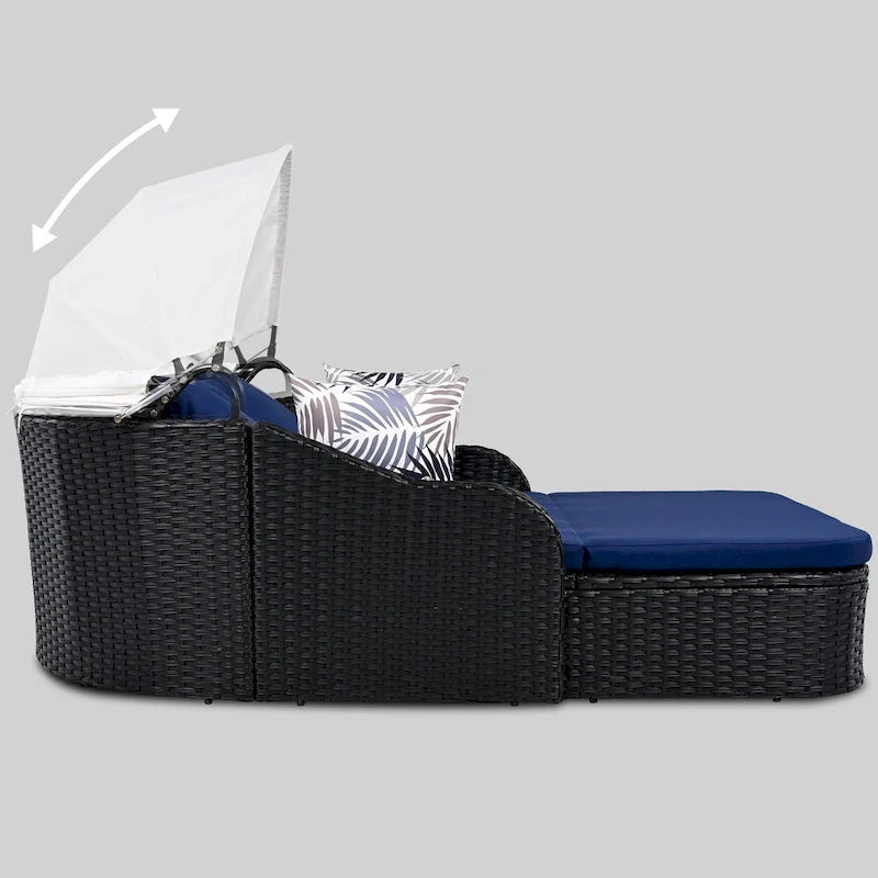 Lit de repos double d'extérieur avec auvent réglable