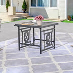 Patio Festival Metal Square End Side Table with Umbrella Hole