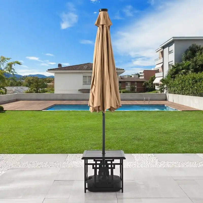 Table d'appoint carrée en métal Patio Festival avec trou pour parasol