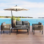4-Person Outdoor Sofa Set with Removable Cushions for Garden Backyard and Balcony Entertaining Comfort