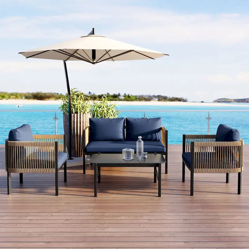 Ensemble de canapé d'extérieur 4 places avec coussins amovibles pour le confort de votre jardin, cour arrière et balcon.