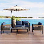 Ensemble de canapé d'extérieur 4 places avec coussins amovibles pour le confort de votre jardin, cour arrière et balcon.