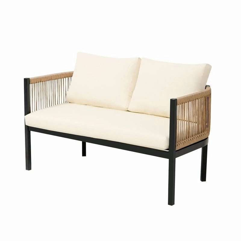 Ensemble de canapé d'extérieur 4 places avec coussins amovibles pour le confort de votre jardin, cour arrière et balcon.