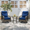 High Back Outdoor Swivel Rocker Patio Chairs Set of 2 with 5-Inch Thick Cushions and Side Table for Porch, Poolside