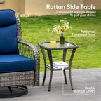 Ensemble de 2 chaises de patio pivotantes et basculantes à dossier haut avec coussins de 12,7 cm d'épaisseur et table d'appoint pour véranda, bord de piscine