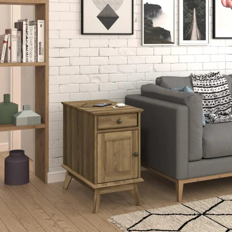 Table d'appoint avec tiroir de rangement, table de chevet, bout de canapé pour chambre à coucher, salon, petits espaces, organisateur multifonctionnel