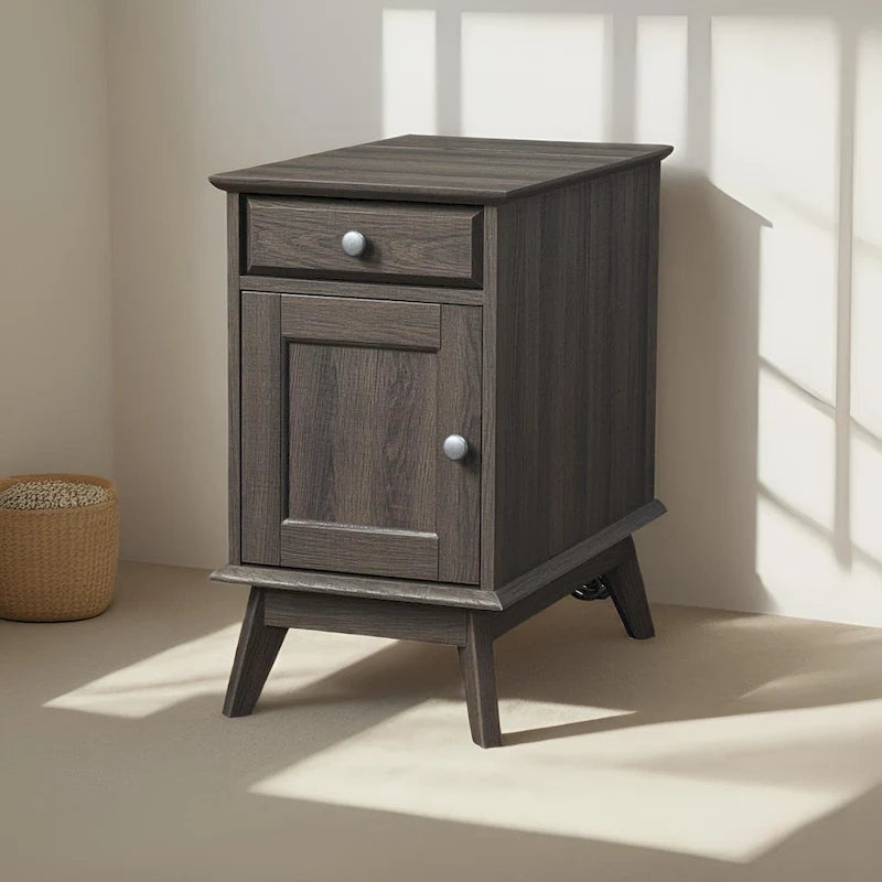 Table d'appoint avec tiroir de rangement, table de chevet, bout de canapé pour chambre à coucher, salon, petits espaces, organisateur multifonctionnel
