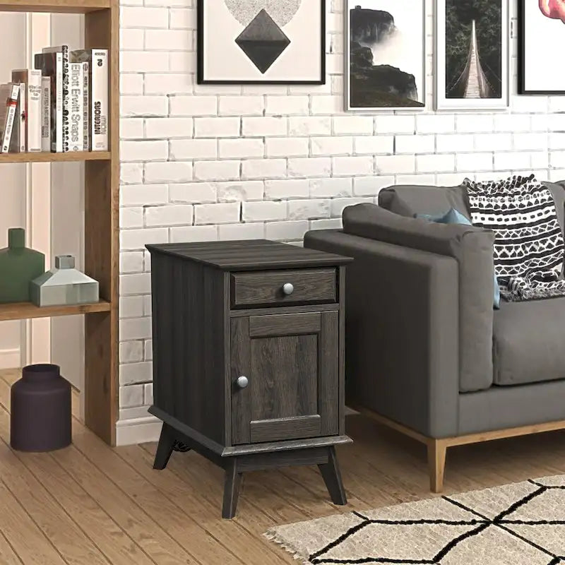 Table d'appoint avec tiroir de rangement, table de chevet, bout de canapé pour chambre à coucher, salon, petits espaces, organisateur multifonctionnel
