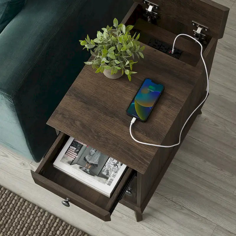 Table d'appoint avec tiroir de rangement, table de chevet, bout de canapé pour chambre à coucher, salon, petits espaces, organisateur multifonctionnel