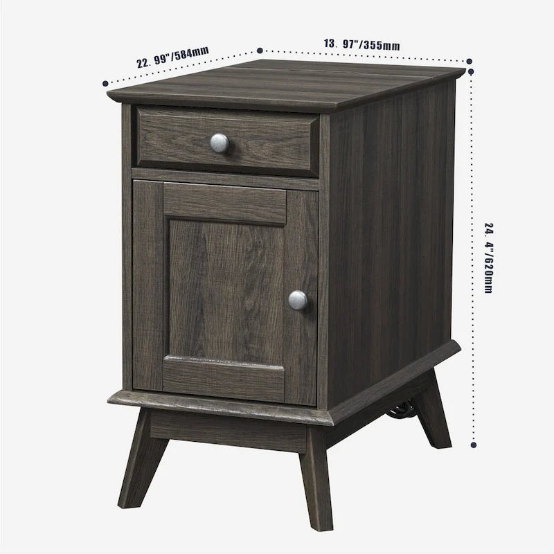 Table d'appoint avec tiroir de rangement, table de chevet, bout de canapé pour chambre à coucher, salon, petits espaces, organisateur multifonctionnel