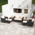 Costway Ensemble de Meubles de Jardin 7 Pièces avec Causeuse Fauteuils Ottomans & - Voir les Détails