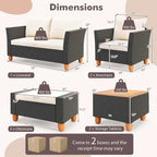 Costway Ensemble de Meubles de Jardin 7 Pièces avec Causeuse Fauteuils Ottomans & - Voir les Détails