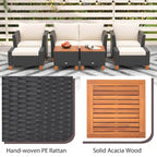 Costway Ensemble de Meubles de Jardin 7 Pièces avec Causeuse Fauteuils Ottomans & - Voir les Détails