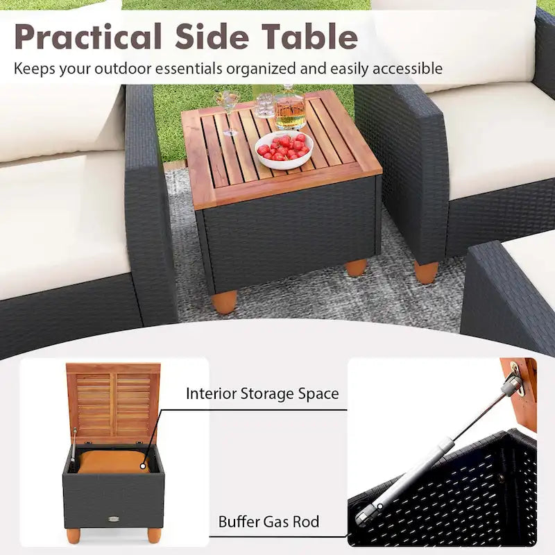 Costway Ensemble de Meubles de Jardin 7 Pièces avec Causeuse Fauteuils Ottomans & - Voir les Détails