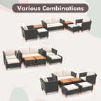 Costway Ensemble de Meubles de Jardin 7 Pièces avec Causeuse Fauteuils Ottomans & - Voir les Détails