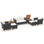 Costway Ensemble de Meubles de Jardin 7 Pièces avec Causeuse Fauteuils Ottomans & - Voir les Détails
