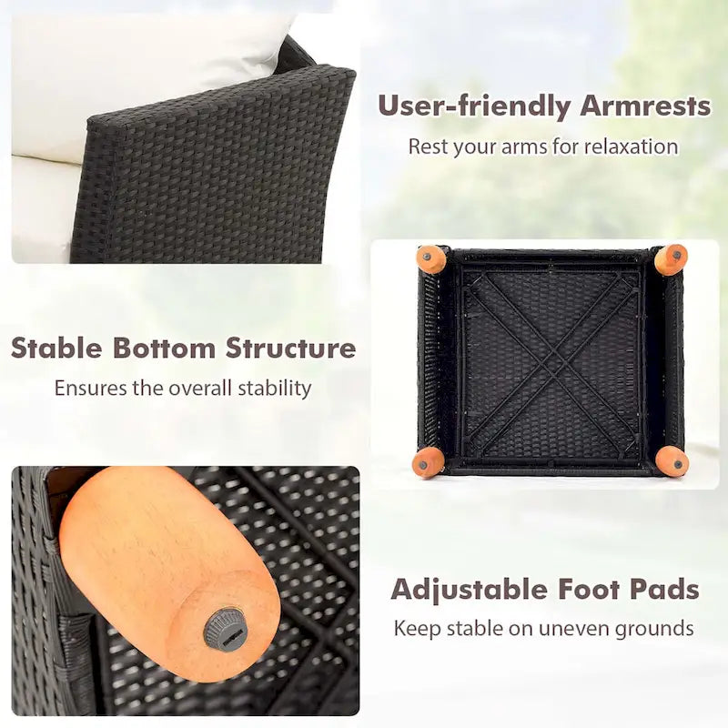 Costway Ensemble de Meubles de Jardin 7 Pièces avec Causeuse Fauteuils Ottomans & - Voir les Détails