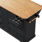 Îlot de cuisine escamotable à abattant, chariot de cuisine à 4 roulettes avec prise de courant, table îlot mobile avec 2 portes et 6 tiroirs