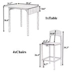 Ensemble de table à manger pliable à hauteur de comptoir Whisen Farmhouse 5 pièces avec chaises de salle à manger