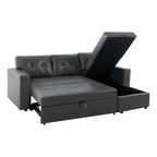 Canapé d'angle réversible convertible avec lit gigogne, méridienne de rangement et pieds durables