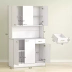 71 Armoire de cuisine, armoire de rangement haute avec support pour micro-ondes, buffet de cuisine moderne, 3 étagères réglables pour salon, salle à manger